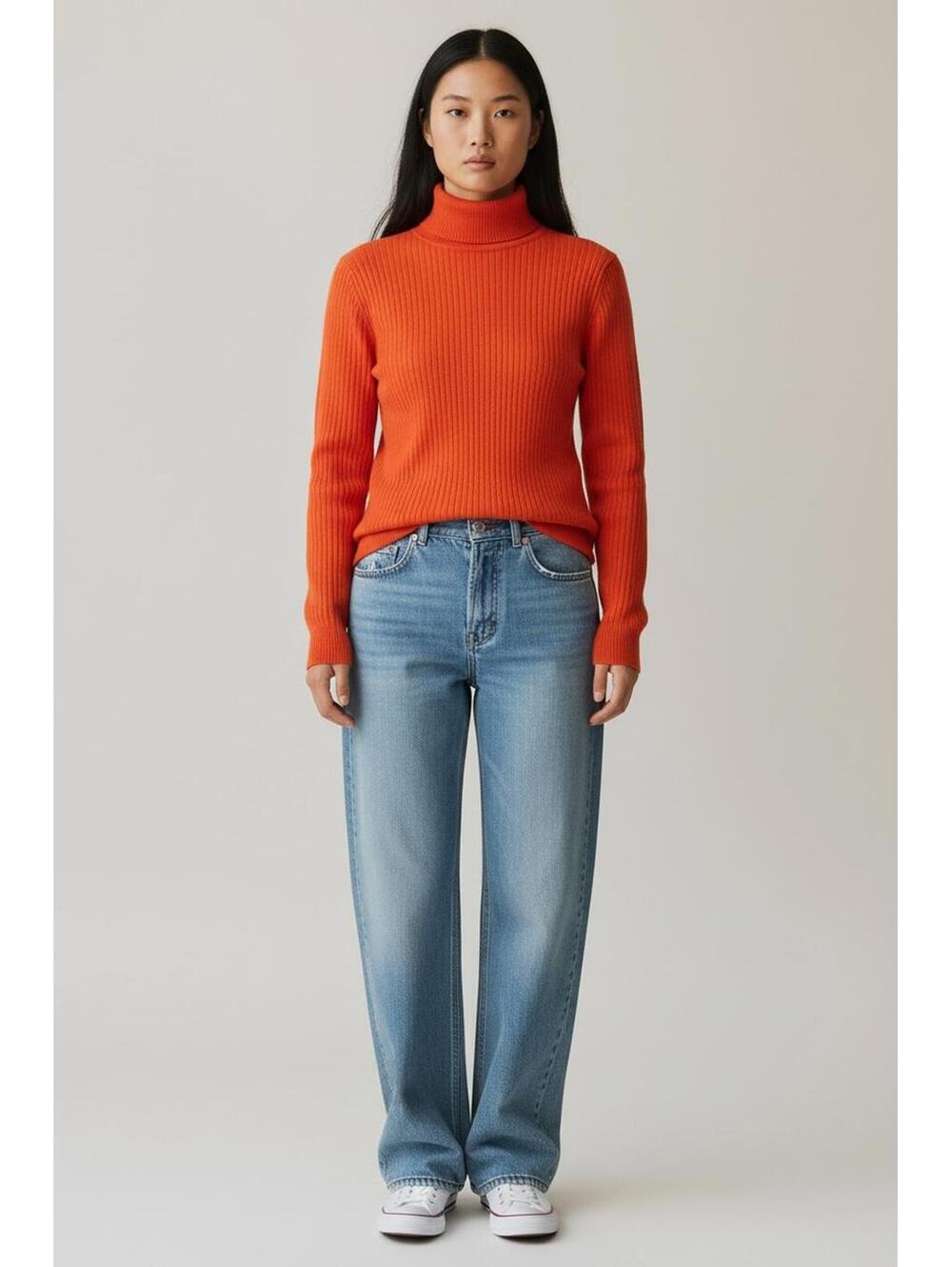 VINTAGE Talbots Orange Long Sleeve Turtleneck Sweater, Size Small